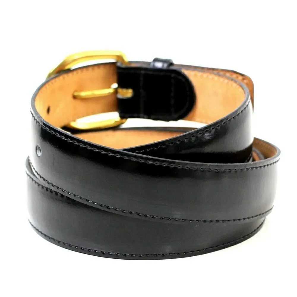 USA STITCHED BLACK GENUINE LEATHER 1 1/8